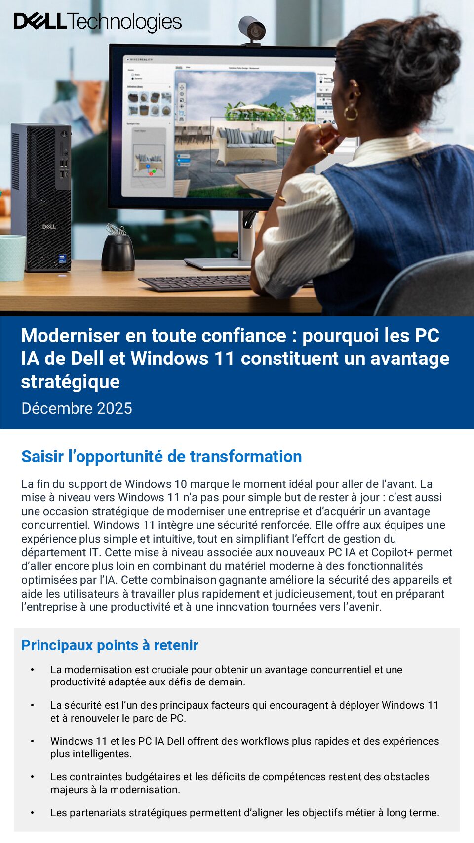 Moderniser en toute confiance : pourquoi les PC IA de Dell et Windows 11 constituent un avantage stratégique